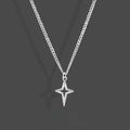 Minimalistische zilveren roestvrijstalen ketting met een geometrische sterhanger - Sterrenketting (Zijketting)