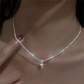 Minimalistische punkstijl kruis hanger ketting met fonkelende diamanten voor dames - Stijl 2457 Koper Ingelegd Zirkonia