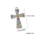 Collar de cruz floral de colores para mujer con cristales y medidas de 3,7x2,5 cm - Solo Colgante (Sin Cadena)
