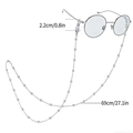 Detail showing pearl eyewear chain length 69cm and silicone connector loop size 2.2cm - Silver