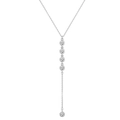 Minimalist silver Y-shaped necklace with adjustable chain and five drop zircons - Single Layer White K 6