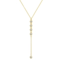Minimalist gold Y-shaped necklace featuring five round bezel-set white cubic zirconia stones - Single Layer Gold 6