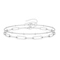 Detail of silver layered chain set with lobster clasp and adjustable extender link - Silver Triple Layer Beads Paperclip (SH141-11)