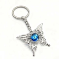 Collar gótico de mariposa ojo turco en acero inoxidable plateado con piedra azul - Llavero de Mariposa Ojo Azul