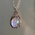 Collar vintage de aleación con esmalte púrpura iridiscente y acabado plateado antiguo - Estilo Luz Ártica