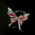 Anillo mariposa estilo lava con esmalte rojo y acabado plateado para look punk - Anillo Mariposa Roja (5963573329204)