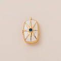 Luxe 18K vergulde rechthoekige medaillon hanger met blauwe steen en sterrenpatroon - Achtpuntige Ster Witte Medaillon Hanger