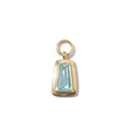 Macro view of 18K gold plated pendant featuring an emerald-cut light blue zircon stone - Trapezoid Gemstone Pendant / Light Blue