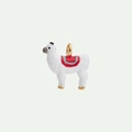 Cartoon alpaca pendant with white enamel, red saddle detail, and 18K gold plating finish - Lamb