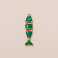 Articulated green enamel fish pendant with gold plating and flexible joints - Green Fish Pendant