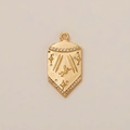 Colgante de escudo chapado en oro 18K con motivo de sol y detalles de circonitas - Colgante de Escudo en Relieve / Con incrustaciones de strass