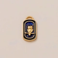 Detail of 18K gold-plated owl pendant with blue glitter starry sky effect inlay - Owl Pendant