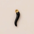 18K gold-plated stainless steel black cornicello pendant necklace charm accessory - Black Chili Pendant