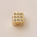 Golden 18K plated dice pendant with 3x3 grid zircon inlay and metal bail closure - Dice Pendant