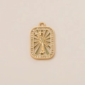 Colgante artístico de pájaro chapado en oro con esmalte verde y piedras de circón - Colgante Rectangular de Grulla / Con incrustaciones de strass