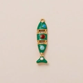 Articulated fish pendant in 18K gold plated metal with green enamel and color dots - Emerald Fish Pendant