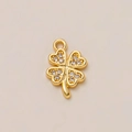 Exquisite 18K gold plated four-leaf clover pendant with white zircon heart leaves - Clover Pendant