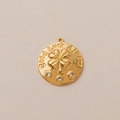 Pendente tondo dorato con quadrifoglio a rilievo e incisione Good Luck Always - Ciondolo Quadrifoglio Oro
