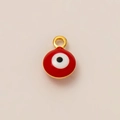 Round red evil eye pendant with 18K gold plated brass finish for DIY jewelry - Red Evil Eye Pendant