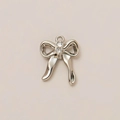 Elegant silver bow pendant with double clear zircon stones in a high-polished finish - Steel Color Bow Pendant