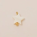 Star-shaped white mother of pearl pendant charm with 18K gold plated metal loop - White Shell Star Pendant