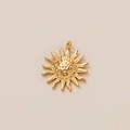 Vintage 18K gold-plated sun shape pendant with hammered texture and sunburst rays - Sun Pendant