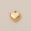 Polished 18K gold-plated heart pendant with circular bail for jewelry making - Gold Heart Pendant