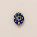 Ciondolo vintage in vetro blu scuro con motivi floreali e finitura placcata oro 18K - Ciondolo Tondo Blu Scuro
