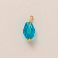 Elegante ciondolo in cristallo blu acqua con finiture in metallo placcato oro 18K - Ciondolo in Cristallo Quadrato Blu
