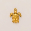 Detailed close-up of golden sea turtle pendant with 18K gold plating and 3D texture - 3D Sea Turtle (Pendant Only) / Gold