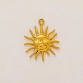 Detailed macro shot of 18K gold plated sun face pendant with embossed relief details - Embossed Sun God Face (Pendant Only) / Gold