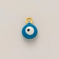 Detailed view of Turkish Evil Eye pendant with blue enamel and 18K gold-plated metal ring - Evil Eye Sphere (Pendant Only) / Sapphire Blue