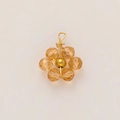 Detail of 18K gold plated flower pendant with champagne crystal beads and golden wire - Orange Flower