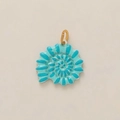 Artistic blue conch shell pendant with zircon in gold-plated brass for DIY necklace - Blue Conch