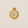 Colgante redondo retro de acero inoxidable bañado en oro de 18K con luna y mármol blanco - Luna