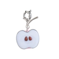 Detail of apple slice pendant with white and pink enamel and silver hook - Red Apple