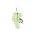 Macro shot of light green pearl grape pendant with silver lobster clasp and metal stem - Grapes