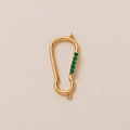 Exquise 18K vergulde karabijnsluiting hanger met vijf ingelegde groene edelstenen - Groene Strass Ingelegde Karabijnhaak Stijl Hanger (Paperclip) / Goud/Groen