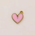 Detail of pink heart pendant with golden scalloped edges for DIY jewelry making - Pink Heart