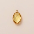 18K vergulde ovale hanger met gele edelsteen en een roségouden zetting - Ovale Gele Gefacetteerde Edelsteen Vintage Hanger (Gouden Edelsteen) / Goud/Geel
