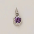 Minimalist silver pendant featuring a round faceted purple gemstone for DIY necklaces - February Birthstone