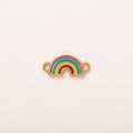Ciondolo arcobaleno in smalto e acciaio inossidabile placcato oro 18K per DIY - Ciondolo Arcobaleno