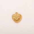 Retro hartvormige hanger verguld met 18K goud met bloemenreliëf en bladdetails - Bloemen Harthanger