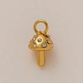 Pendentif champignon doré avec strass blancs brillants et placage sous vide en or 18K - Champignon de Zircon