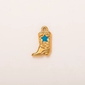 Gouden roestvrijstalen cowboylaars hanger met blauwe ster en scroll-patronen - Blauwe Ster Laarzen Hanger
