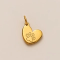 Gepolijste 18K gouden hart hanger met gegraveerd pootafdrukpatroon voor DIY sieraden - Hart Pootafdruk Hanger