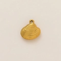 Detailed macro view of a 18k gold shell pendant with fine horizontal stripe textures - Small Shell Pendant