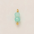 Detailed macro view of mint blue faceted beads with 18k gold-plated metal connections - Blue Bead Pendant