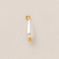 Detail of tear-drop pearl pendant with 18k gold-plated metal ring and bead accents - Long Teardrop Pearl Pendant