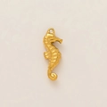 Detailed close-up of a 18k gold-plated seahorse pendant with intricate textured relief - Seahorse Pendant